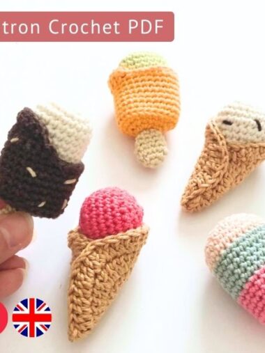 Glaces au crochet – 3 modèles amigurumi (patron PDF)