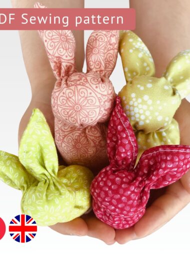Lapin de Pâques en tissu avec poche surprise à coudre – (patron PDF)